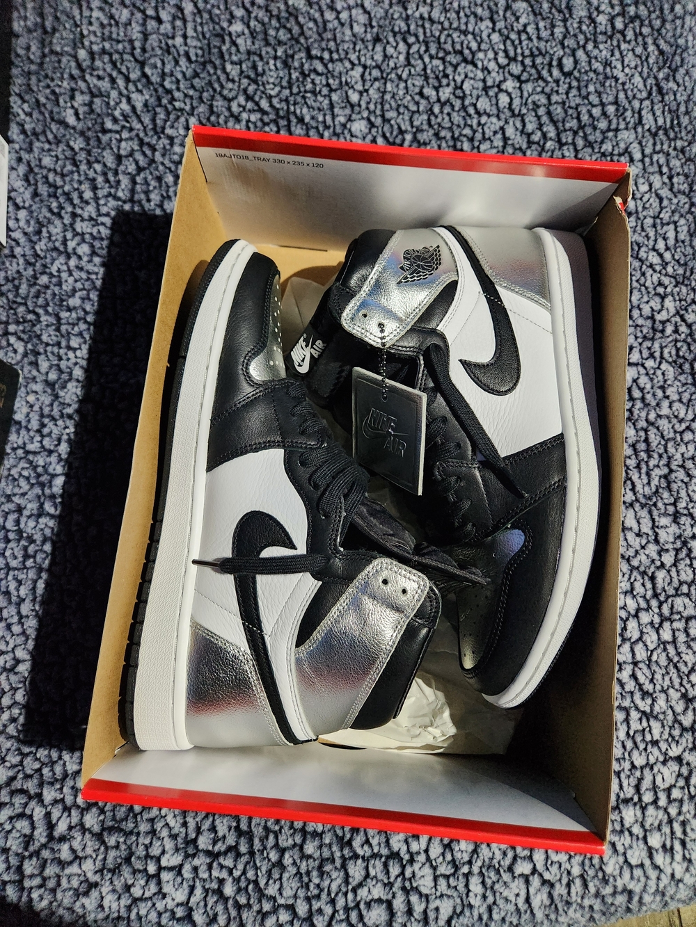 Nike Air Jordan 1 Mid Black White Silver Sneakers MEN'S 9.5 Women-11